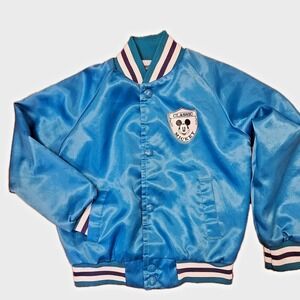 Vntg ChalkLine Mickey Mouse Jacket Kids 6/7 •Rare Disney Satin Bomber •90s Retro